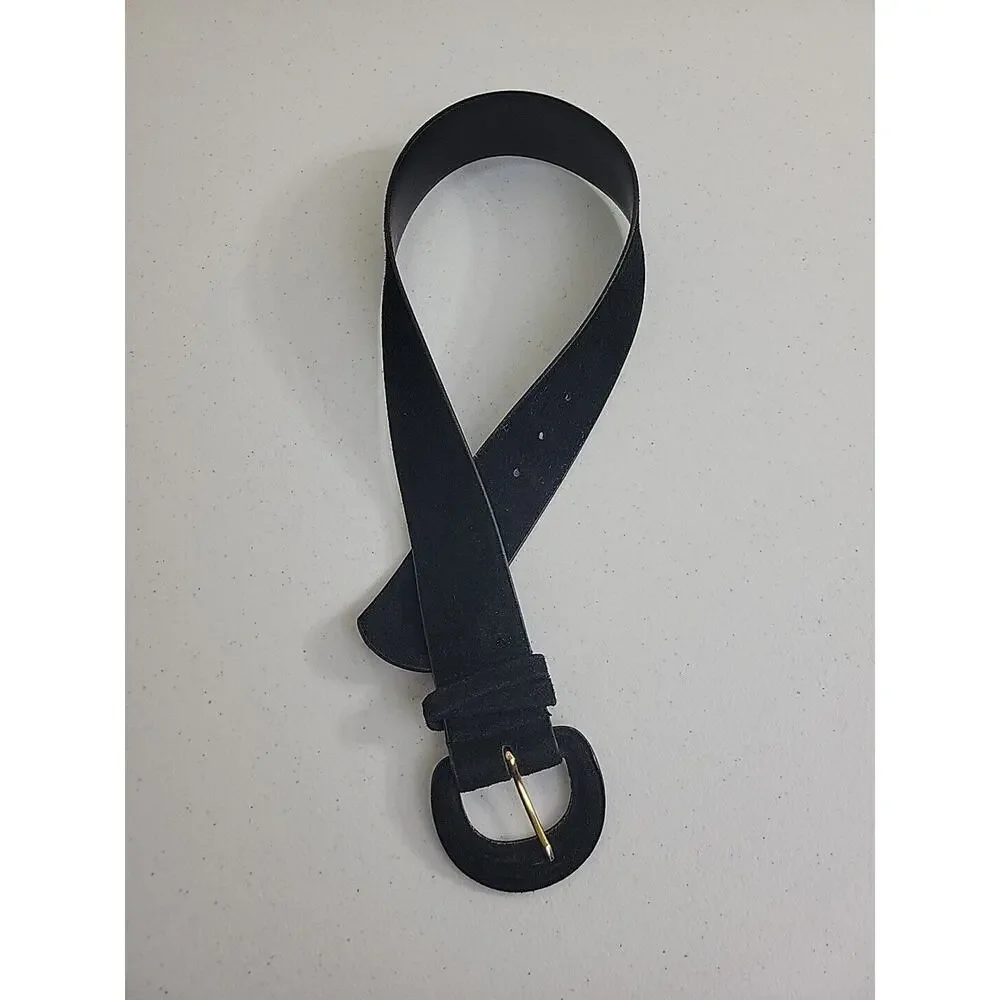 Western Casual Dress Belt Women's Black Genuine Leather Vinyl Lined‎ Size Small